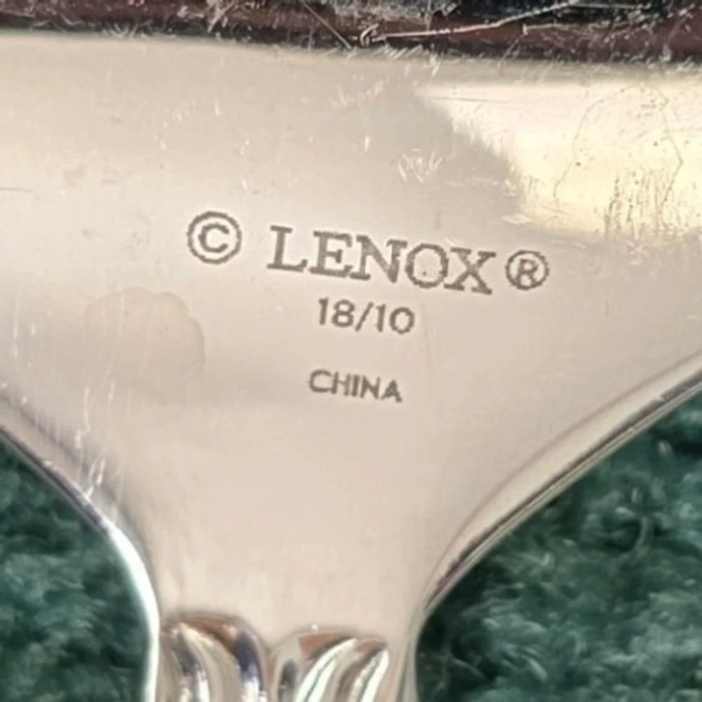 Lenox Tudor Bead Serving 3pc‎ set Fork Spoon Pierced Spoon 18/10 Stainless Steel